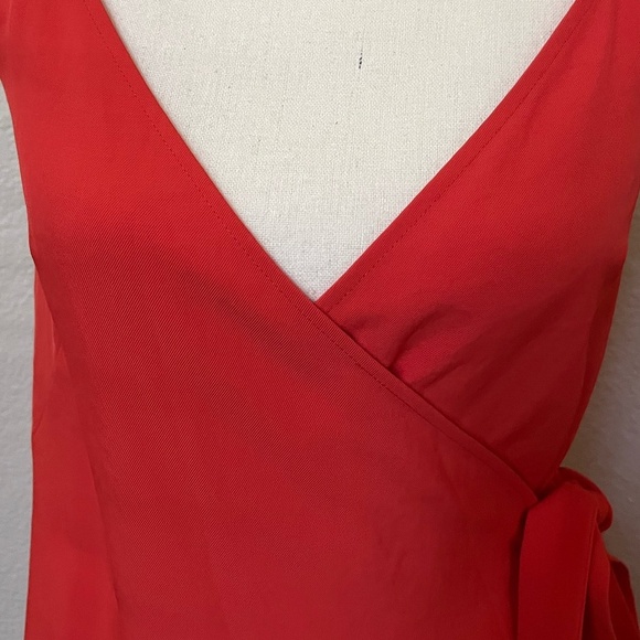 EVERLANE | The Japanese Goweave Tank Wrap Summer Dress in Red/Orange | Size 00 - Picture 8 of 12